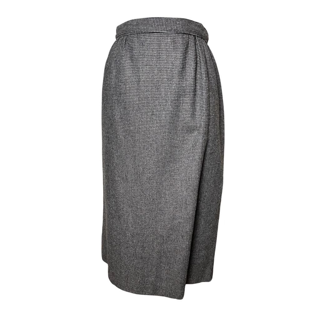Quiet‎ Luxury Wool Blend Skirt Suit Gray Houndstooth Vintage Step by Step Sz 12 - Picture 3 of 16
